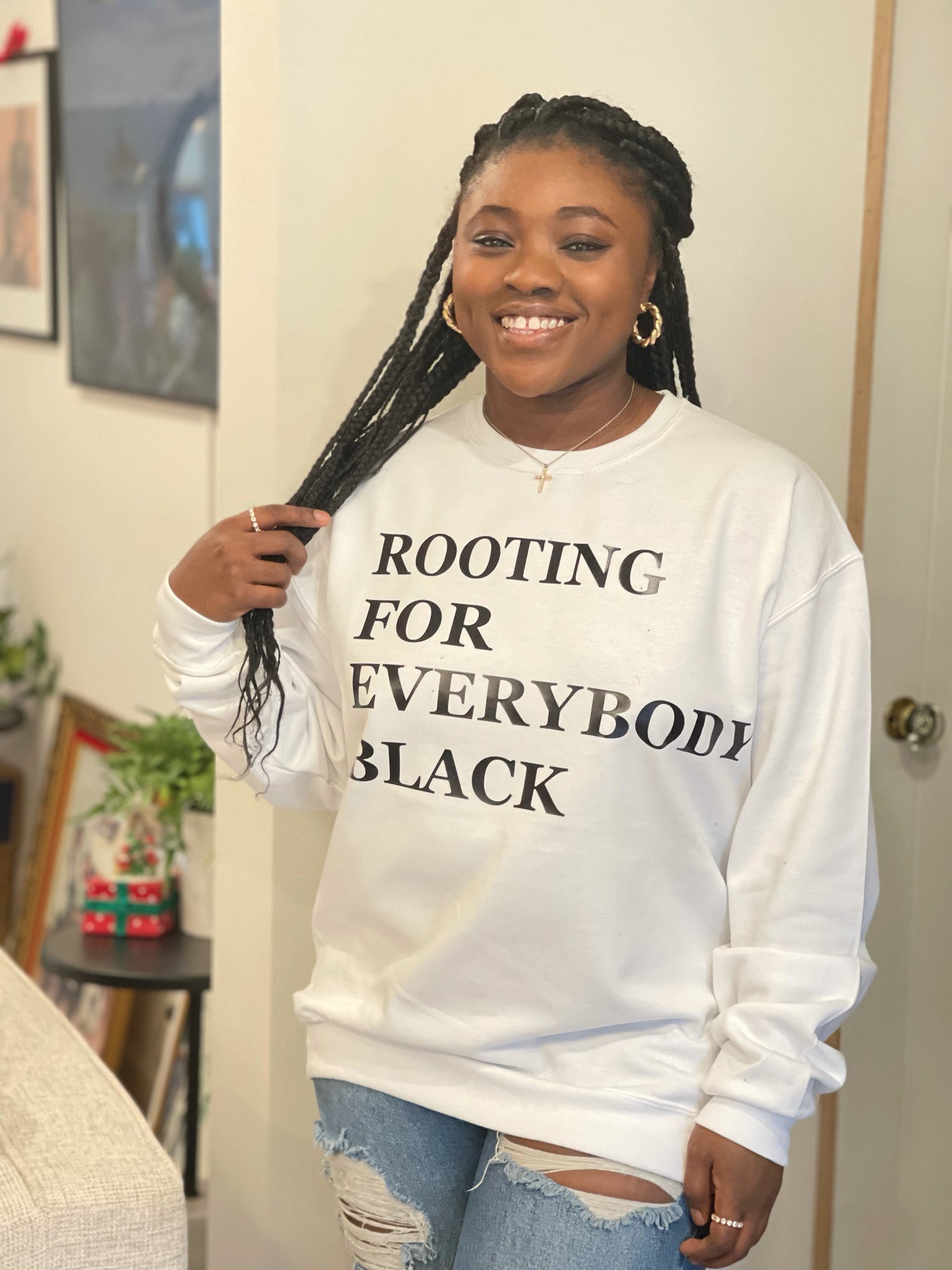 Rooting for Everybody Black - Unisex Crewneck